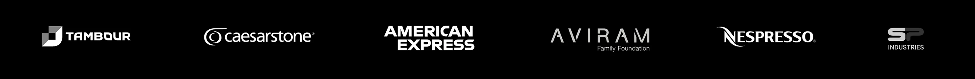 Tambour, Caesarstone, American Express, Aviram Family Foundation, Nespresso, SP Industries